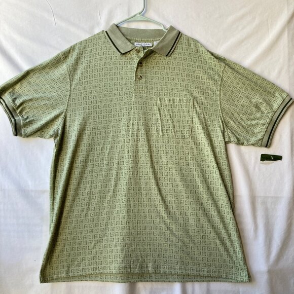 Michael Austin Golf Shirt Mens Size XL Vintage New All Over Print Green NWT - Picture 2 of 12